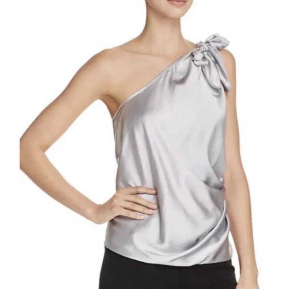 Ramy Brook S Harriet Halter Silk Gray Charmeuse Slvless Top Blouse Shirt NWT - Picture 5 of 11